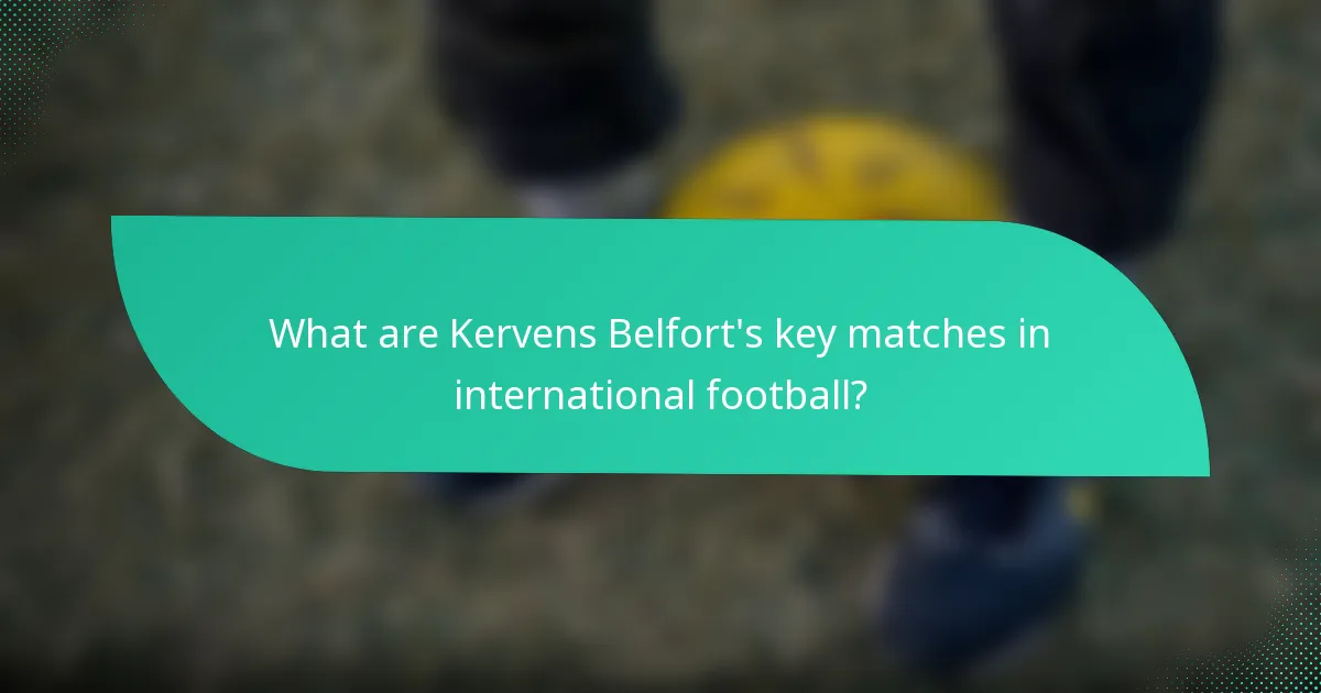 What are Kervens Belfort's key matches in international football?
